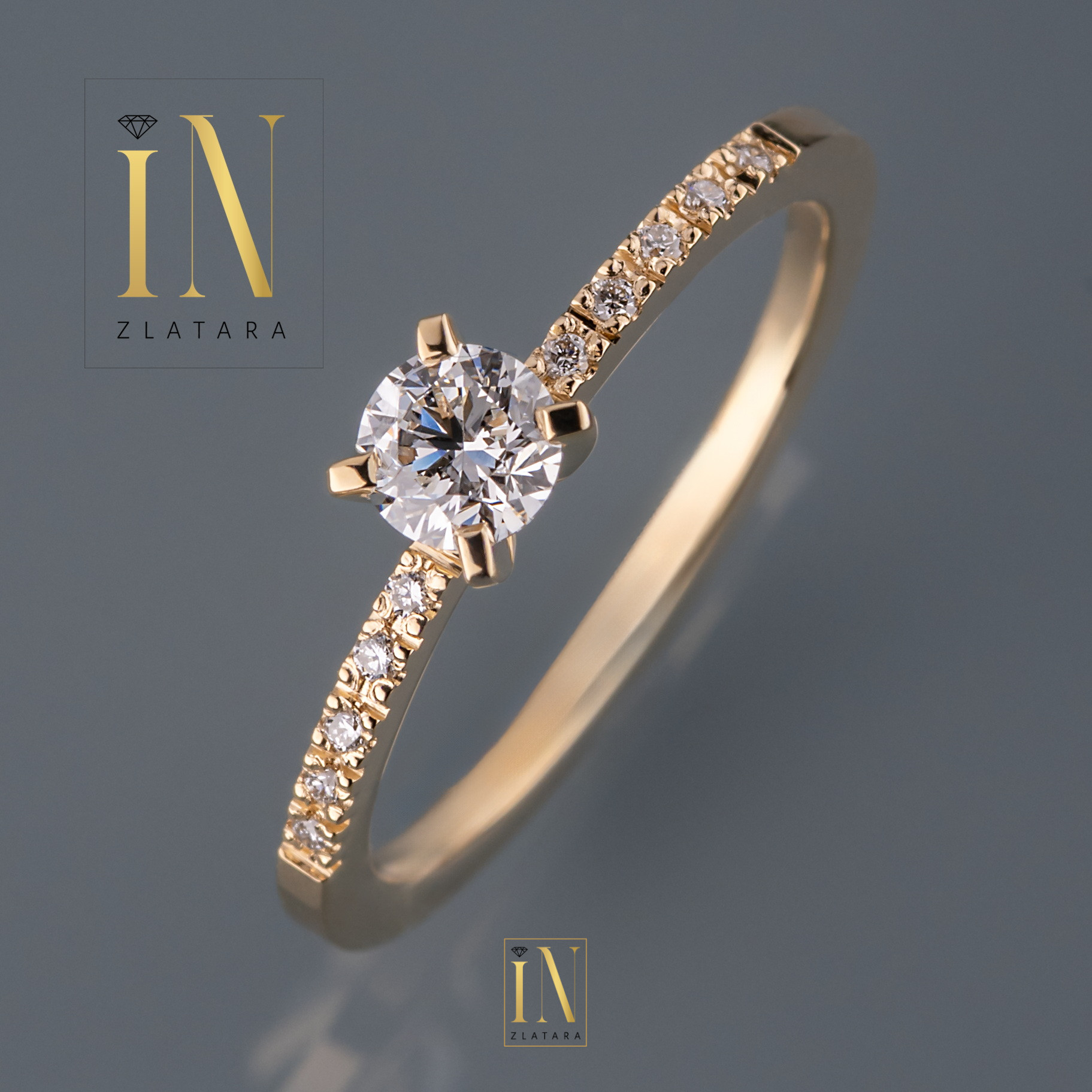 Verenički prsten od žutog zlata sa brilijantima - Image 2