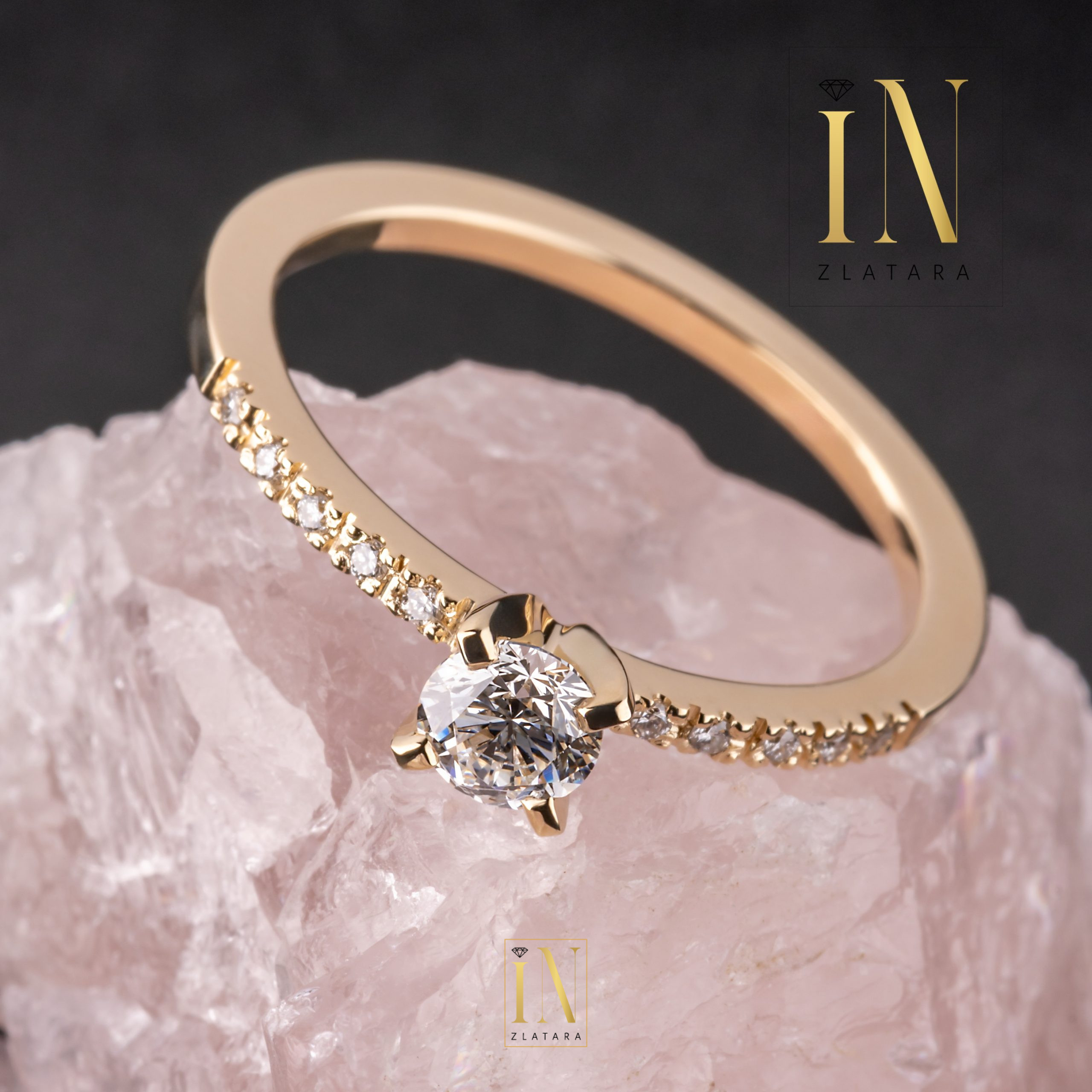 Verenički prsten od žutog zlata sa brilijantima