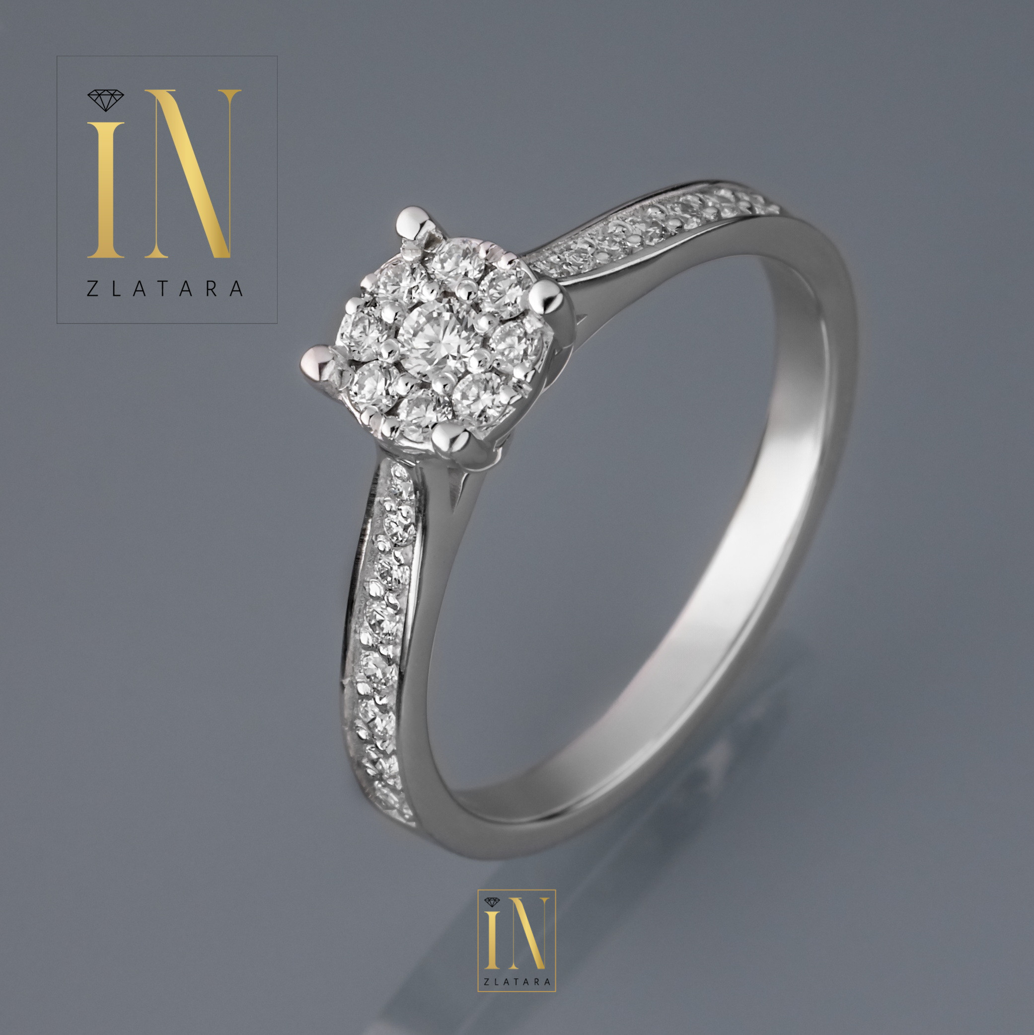 Verenički prsten od belog zlata sa brilijantima - Image 2