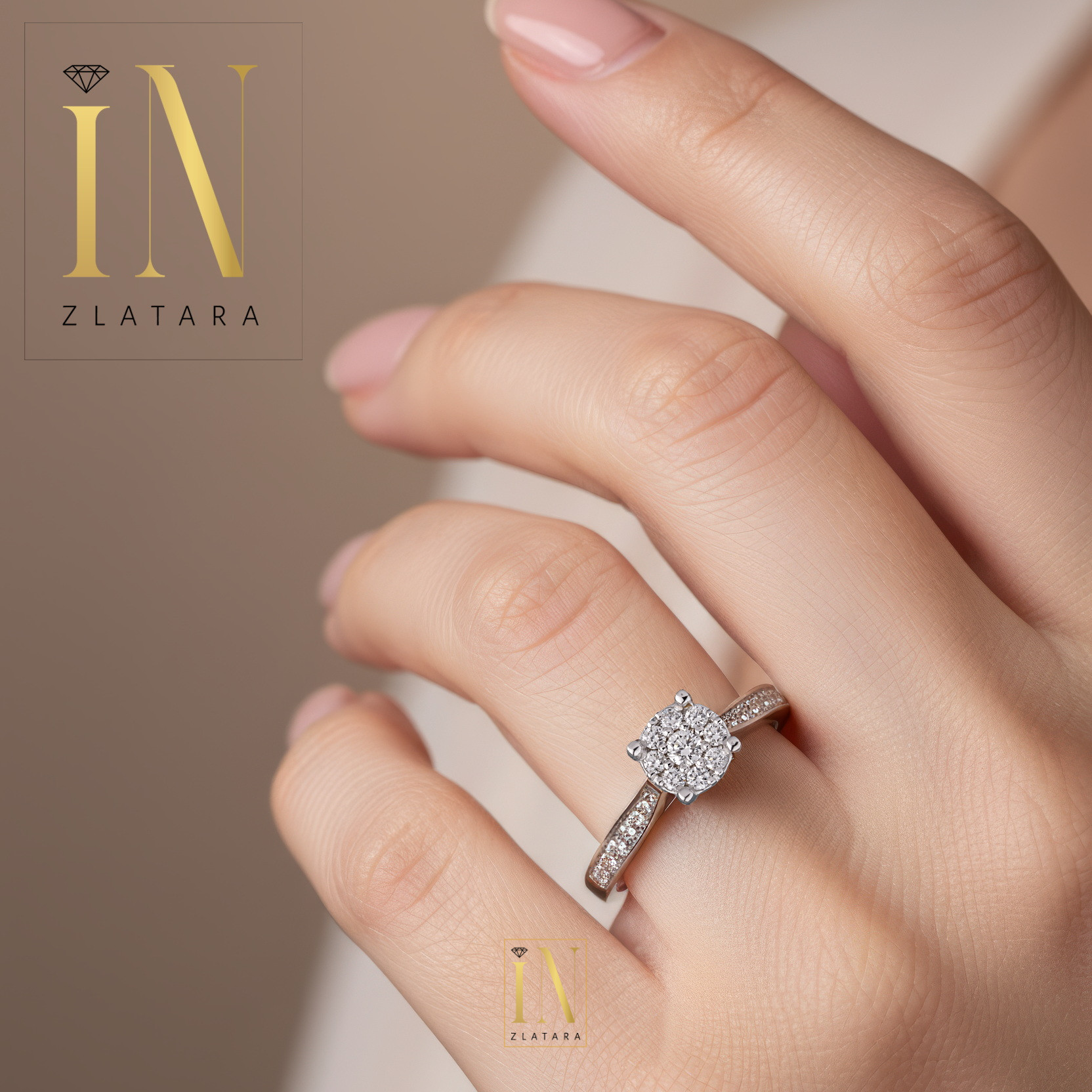 Verenički prsten od belog zlata sa brilijantima - Image 3