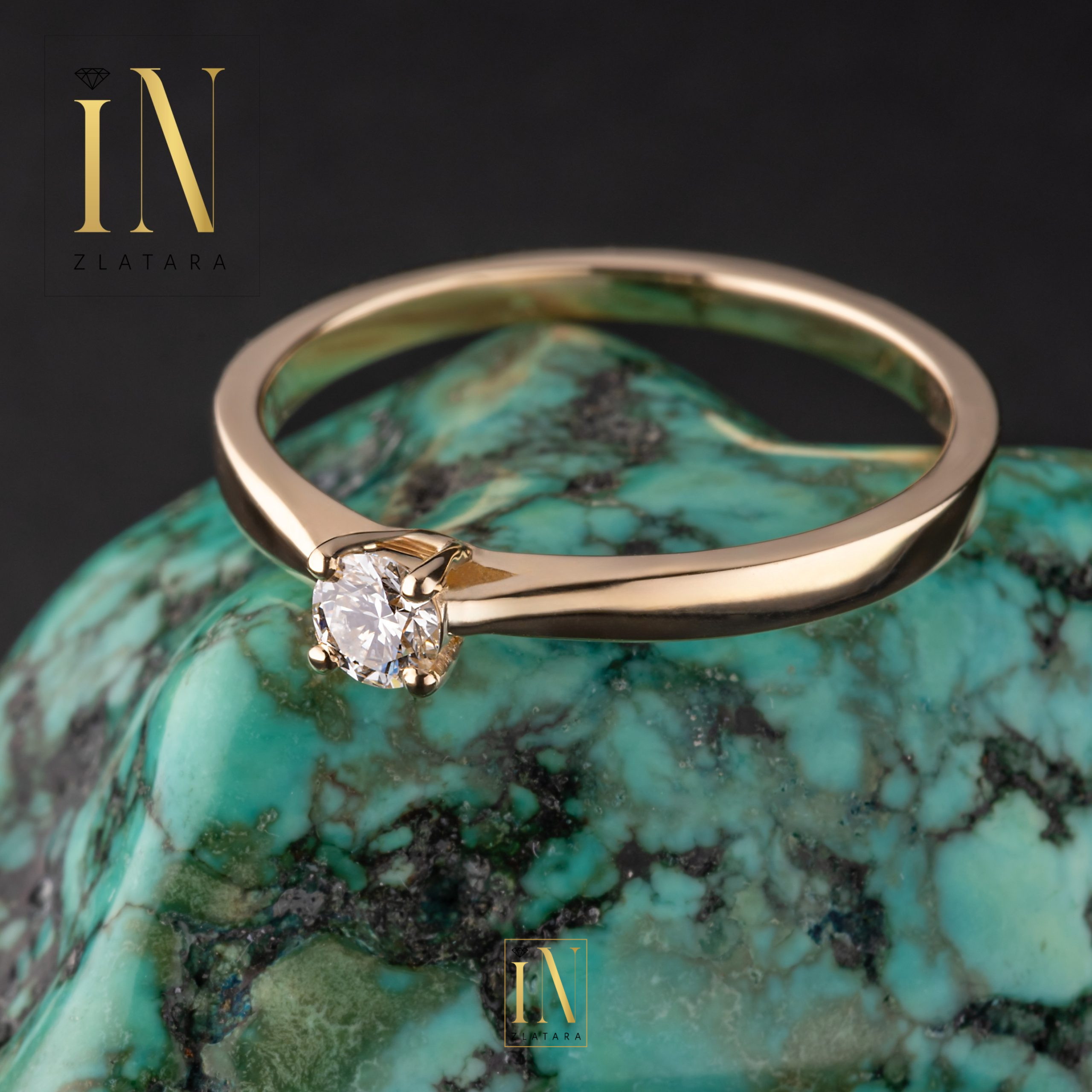 Verenički prsten od žutog zlata sa brilijantom