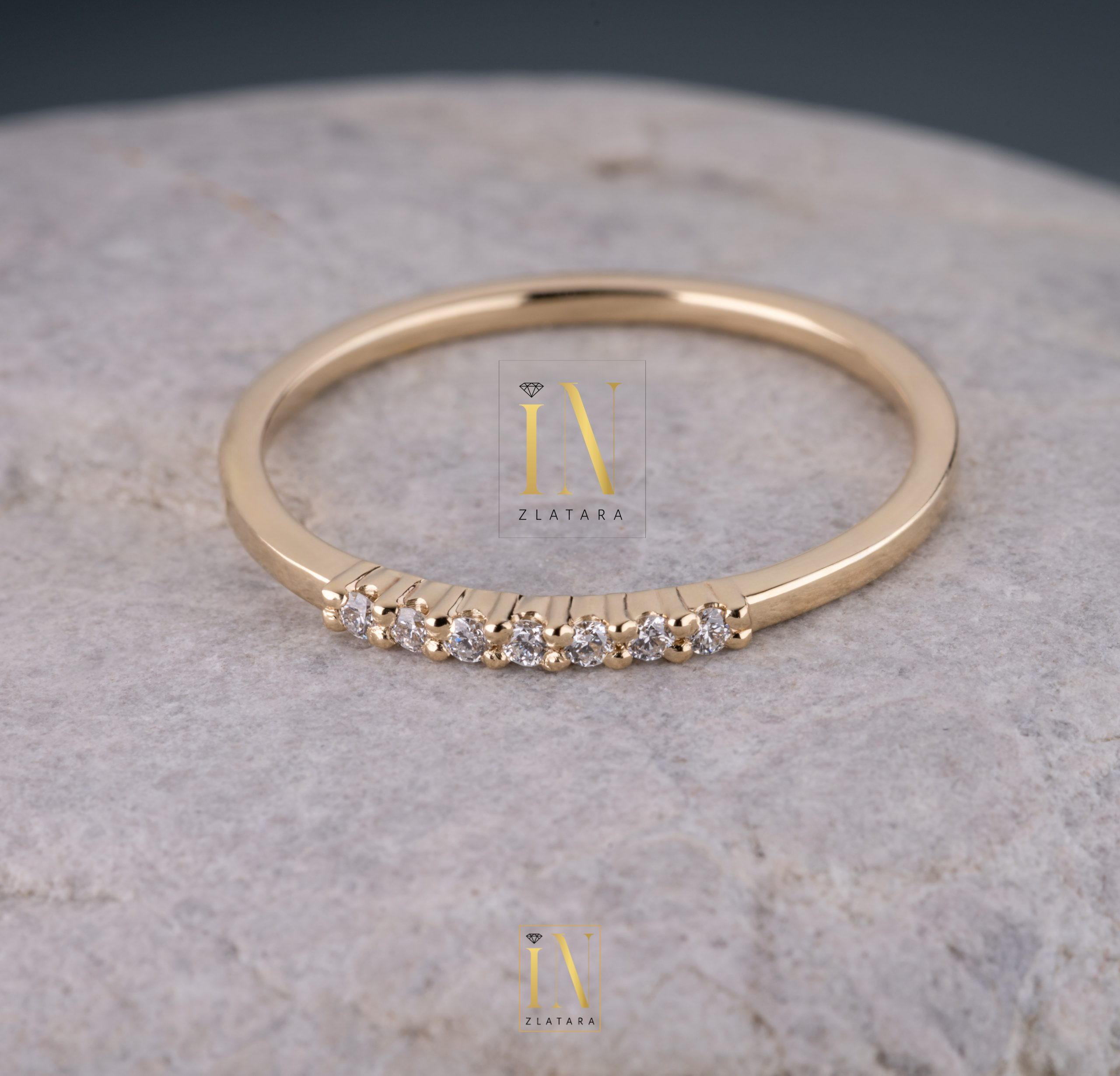 Verenički prsten od žutog zlata sa brilijantima A261 - Image 2