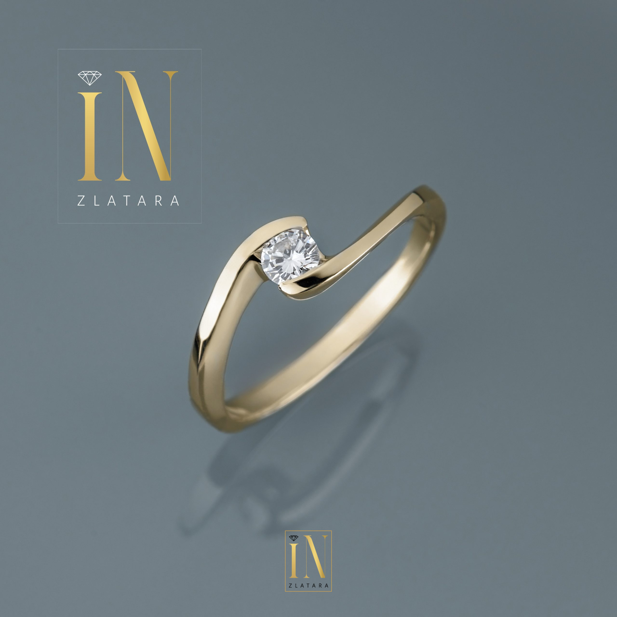 Verenički prsten od žutog zlata sa brilijantom A189