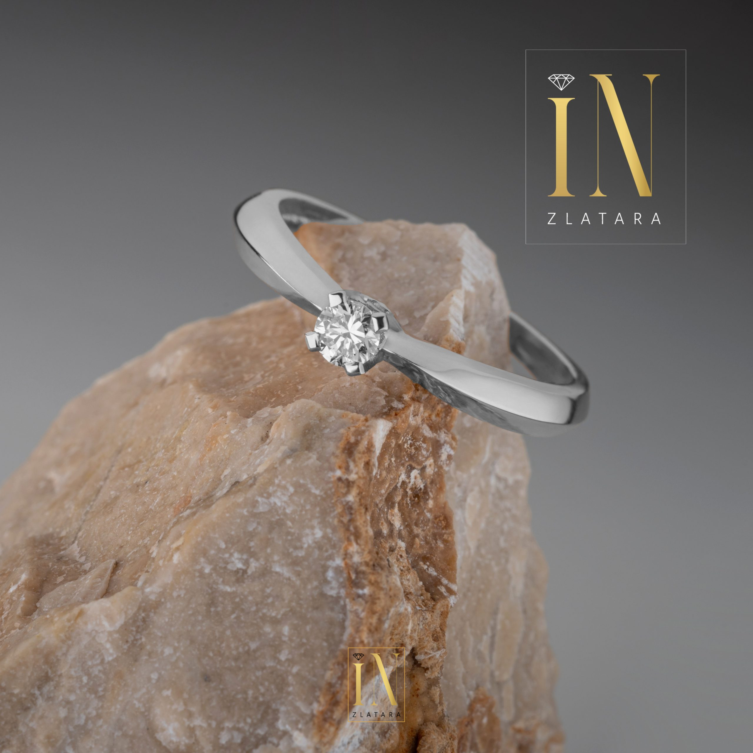 Verenički prsten od belog zlata sa brilijantom