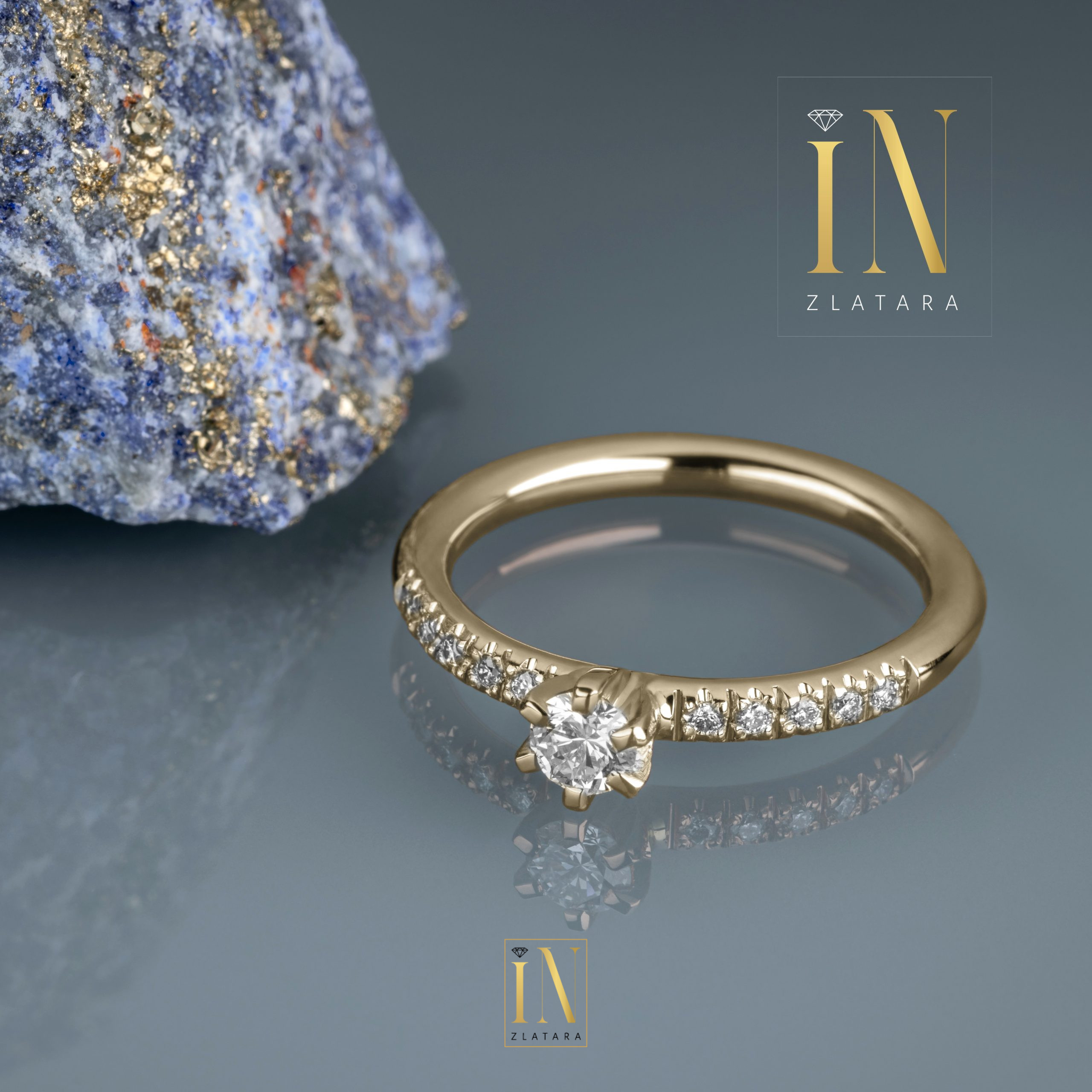 Verenički prsten od žutog zlata sa brilijantima A268