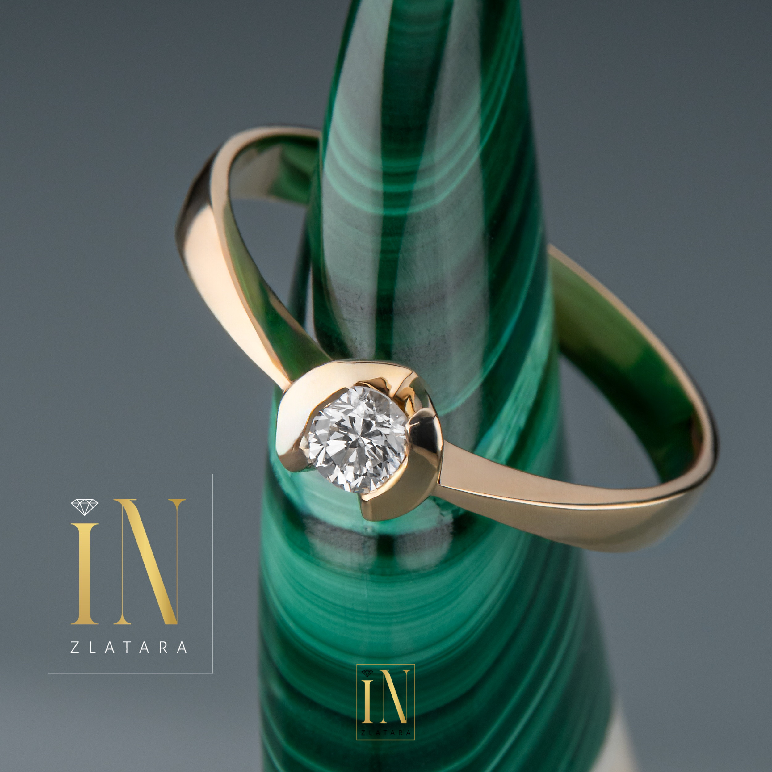 Verenički prsten od žutog zlata sa brilijantom A182