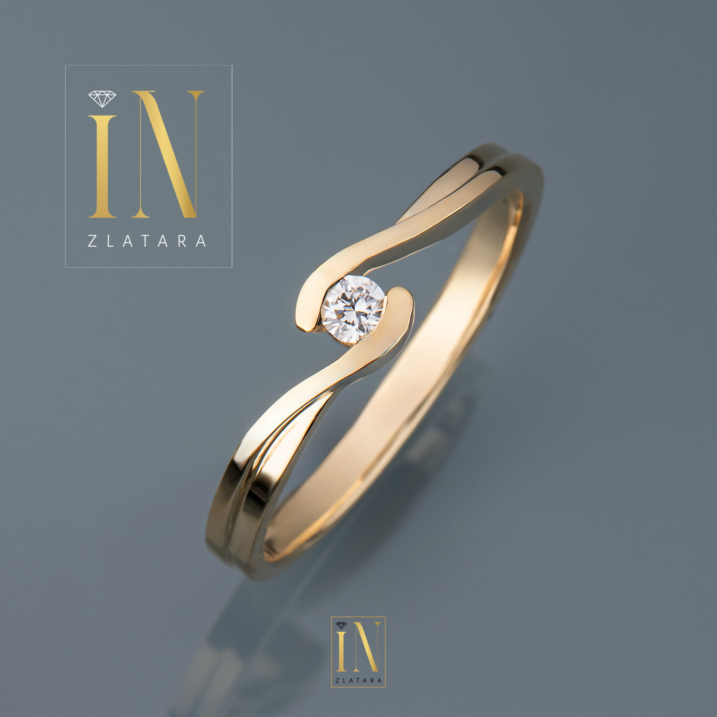 Verenički prsten od žutog zlata sa brilijantom N20