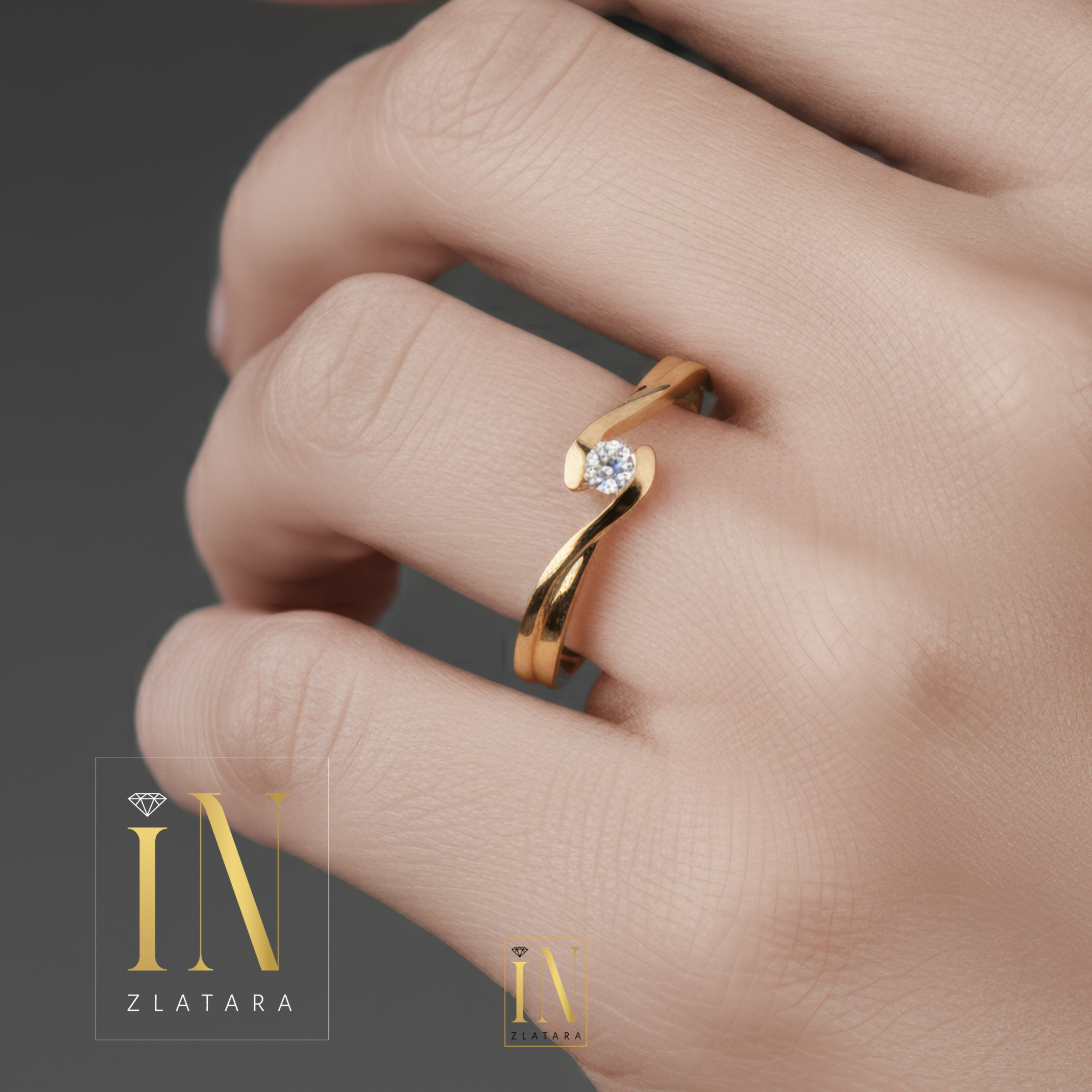 Verenički prsten od žutog zlata sa brilijantom N20 - Image 3