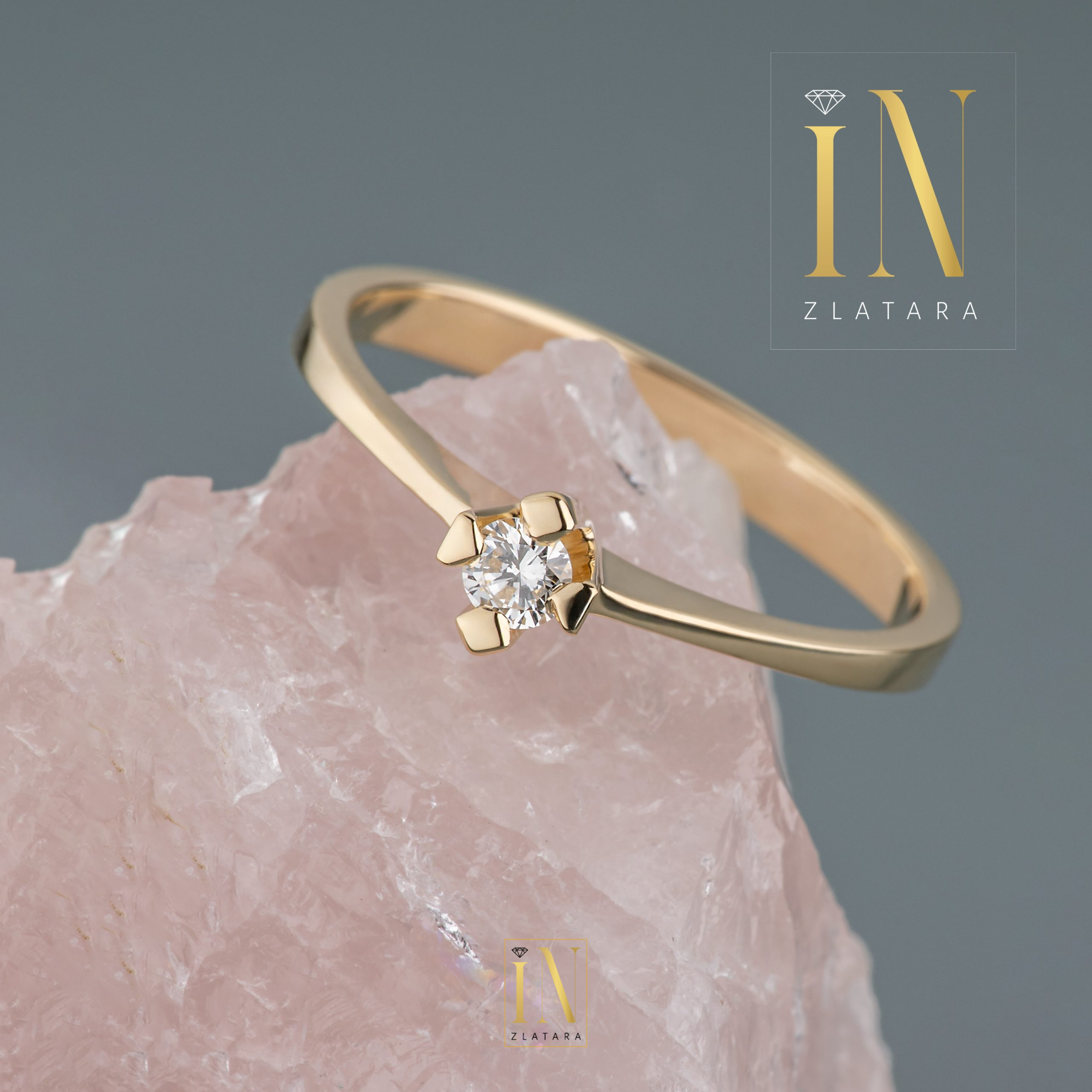 Verenički prsten od žutog zlata sa brilijantom N99