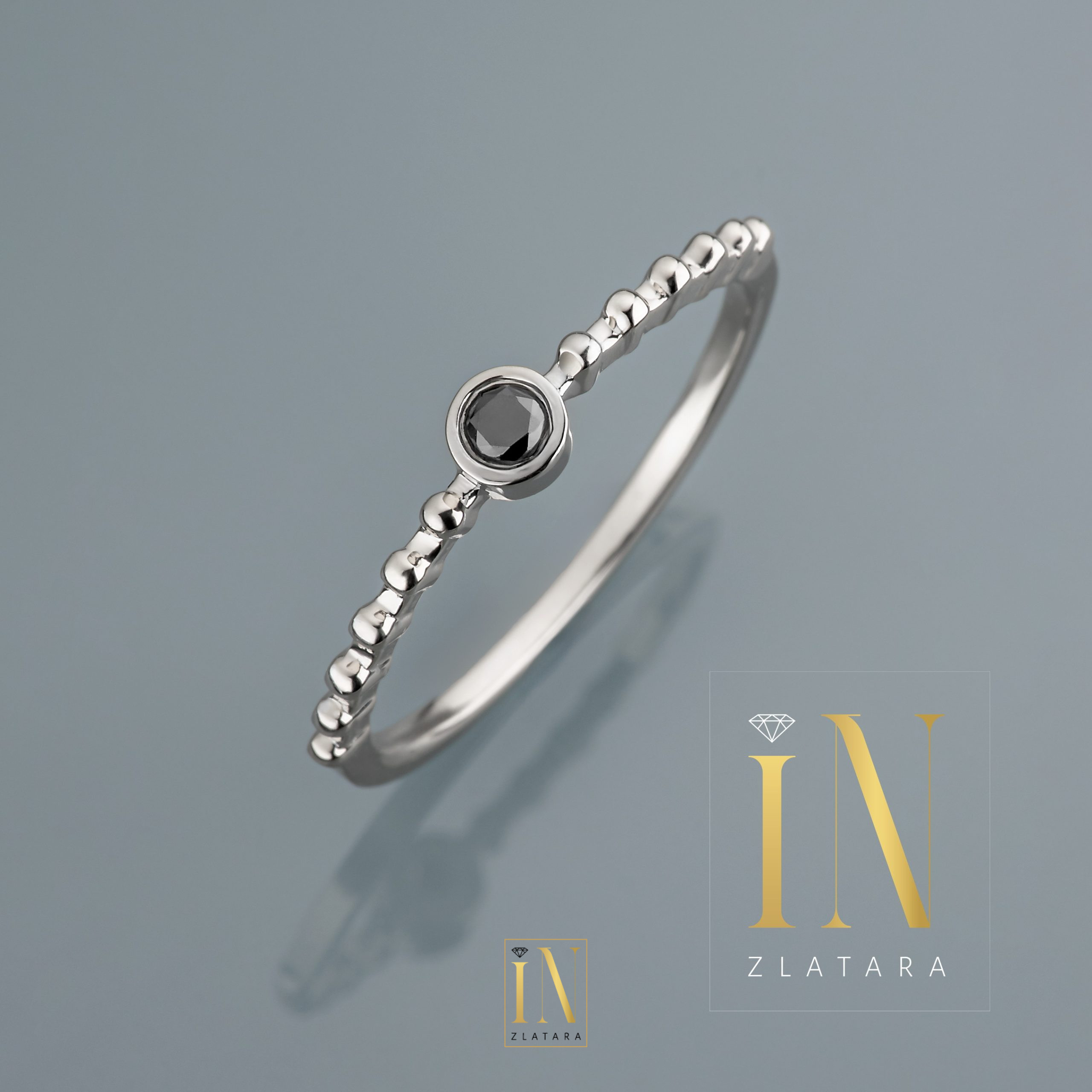 Prsten od belog zlata sa crnim dijamantom - Image 2