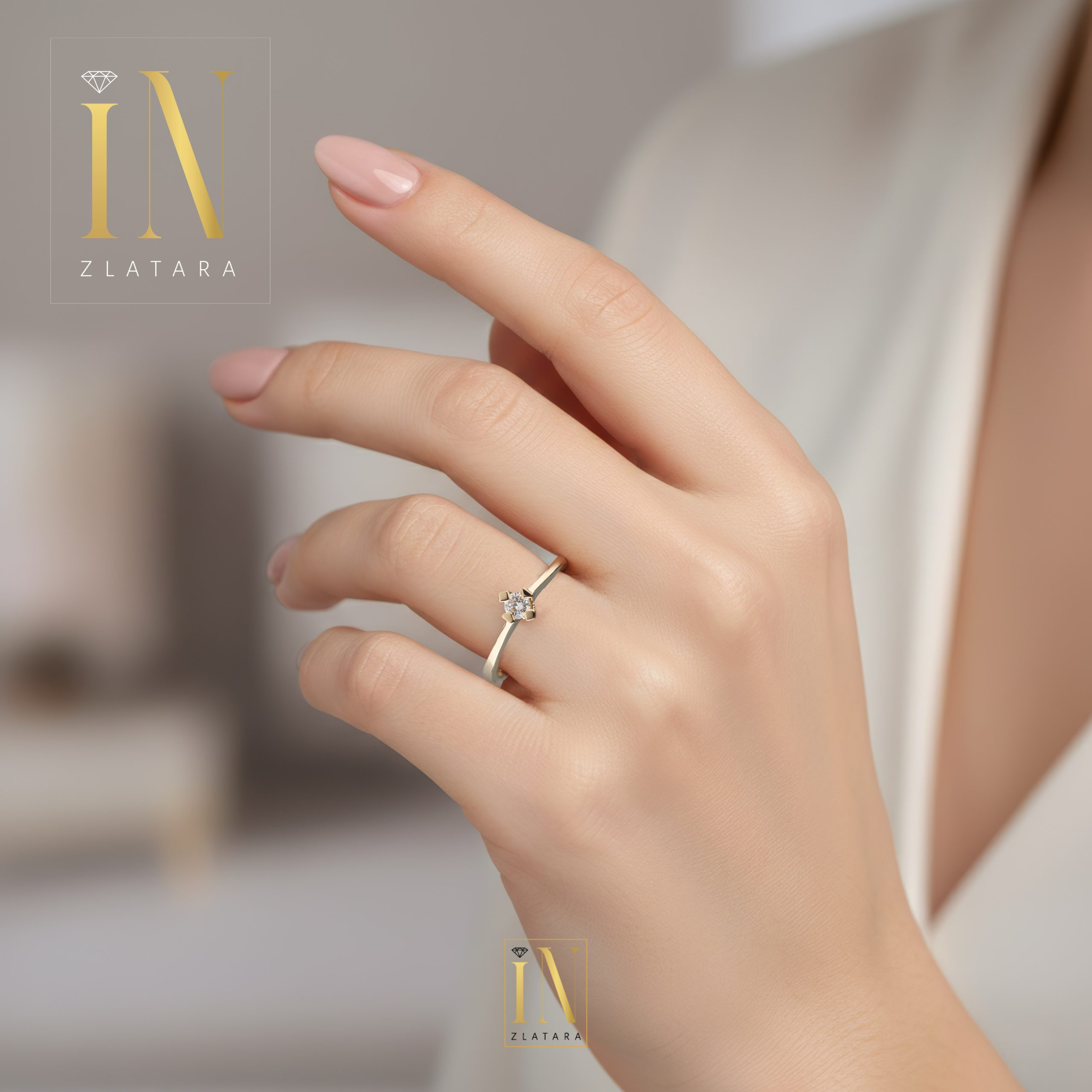 Prsten od žutog zlata sa crnim dijamantom A279 - Image 3