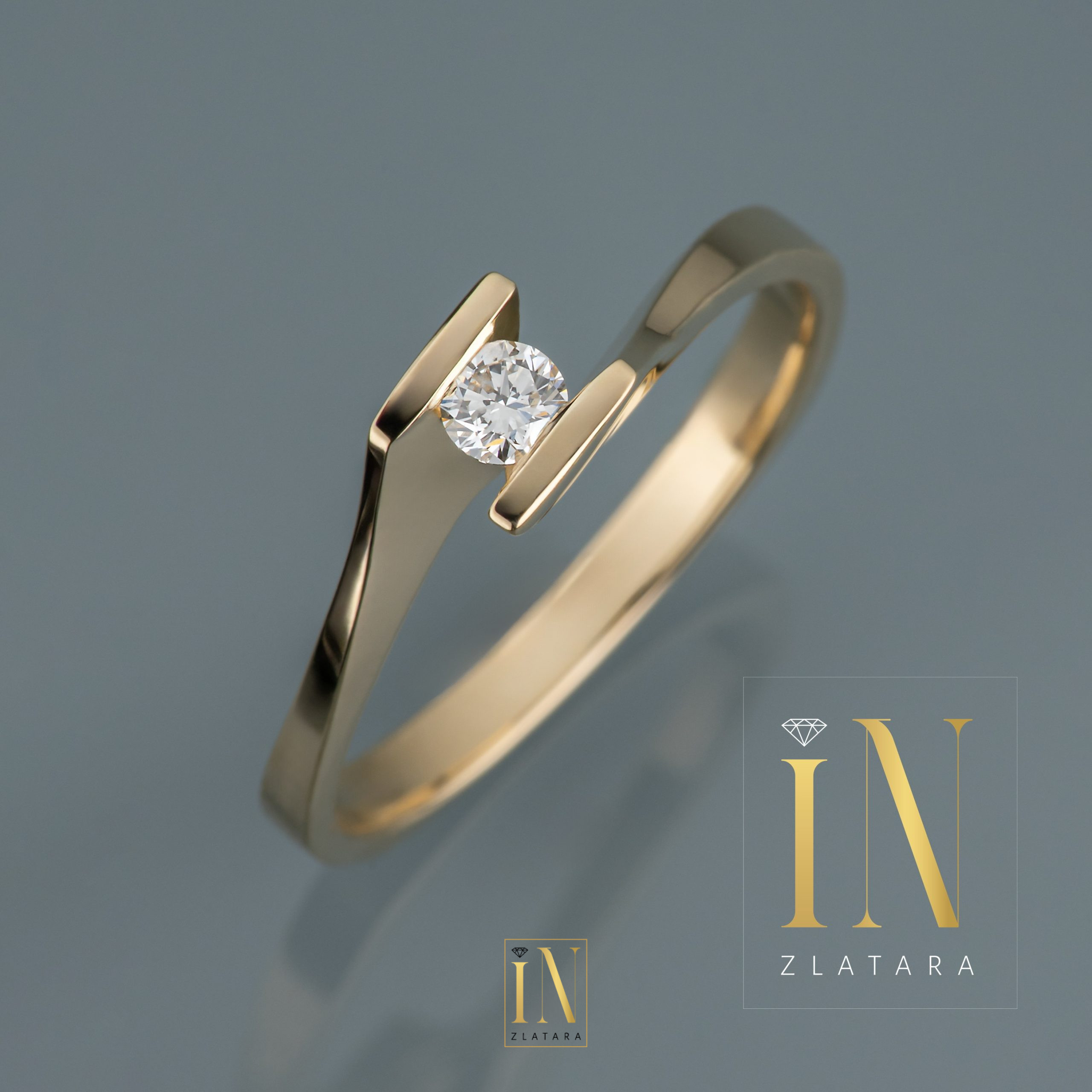 Verenički prsten od žutog zlata sa brilijantom A128 - Image 2