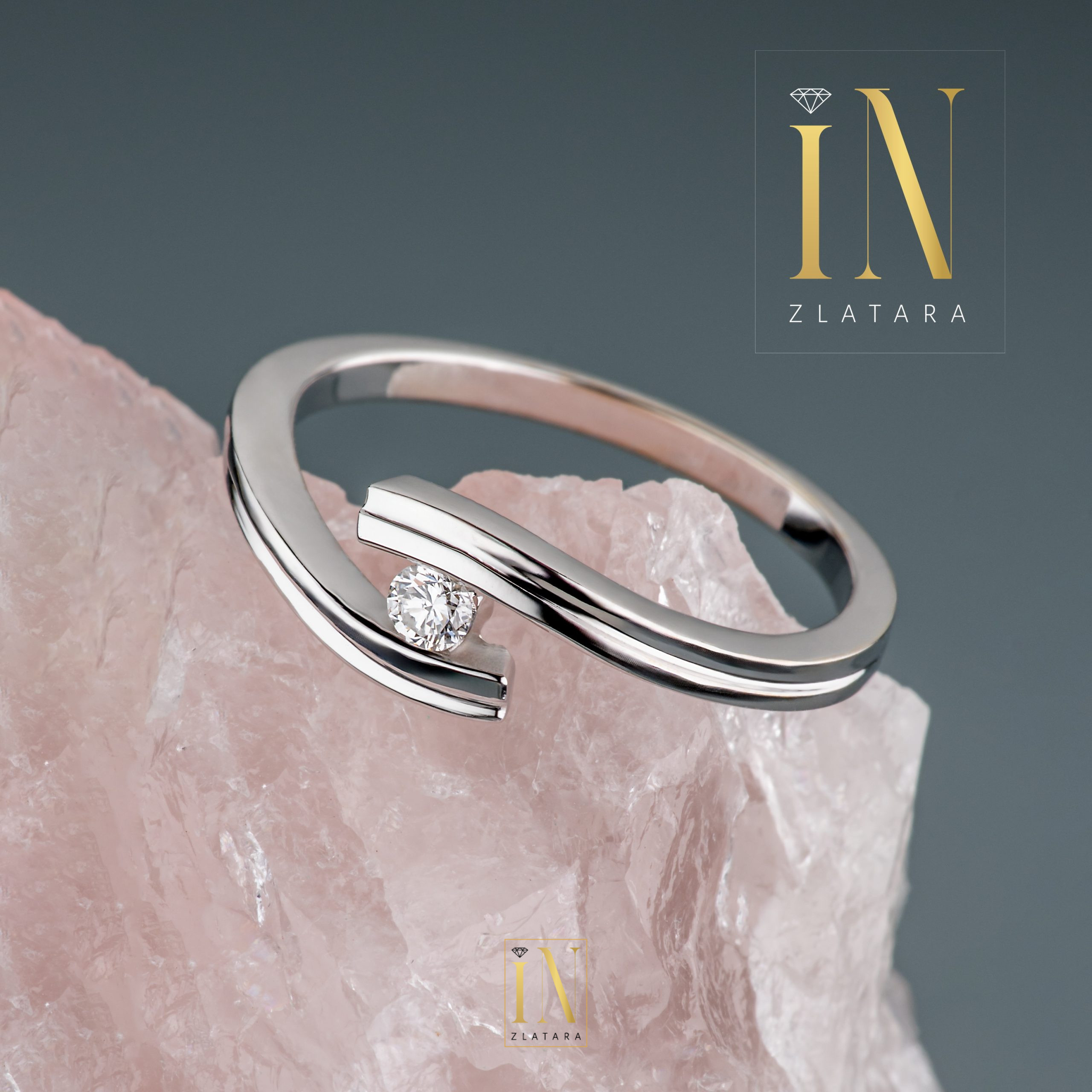 Verenički prsten od belog zlata sa brilijantom